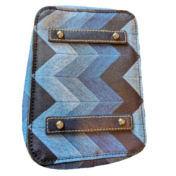 Dooney & Bourke Chevron Blue Kendall Pebbled Leather Handbag Crossbody Tote - Picture 8 of 12